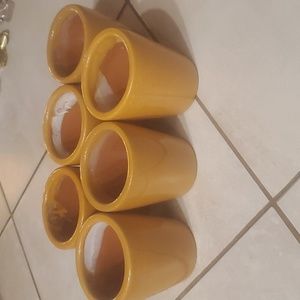 Set of 6 Orange Glazed Mini Clay Pots Planters 3in